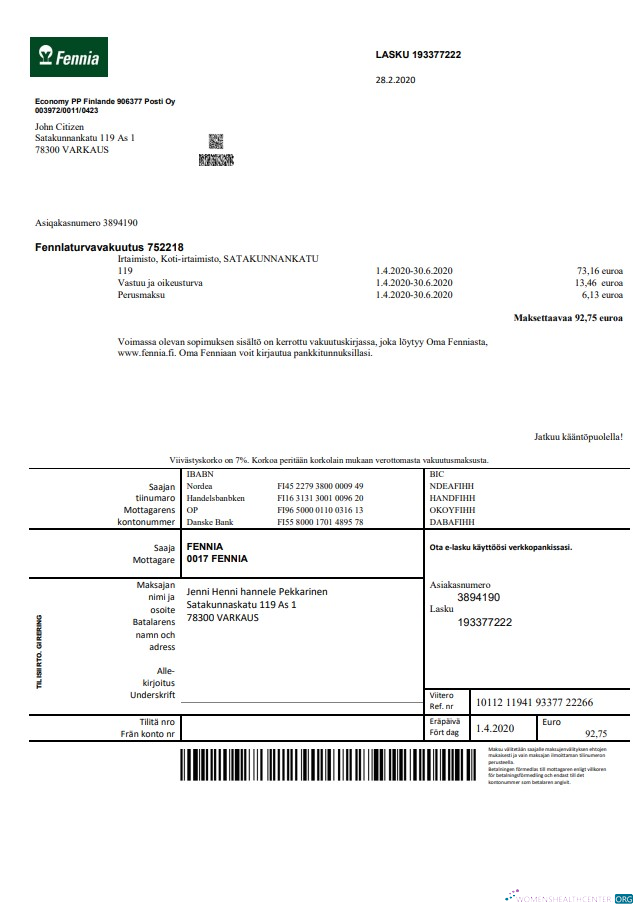download download Finland Fennia Insurance company bill template in Word and PDF format PDF template PDF template